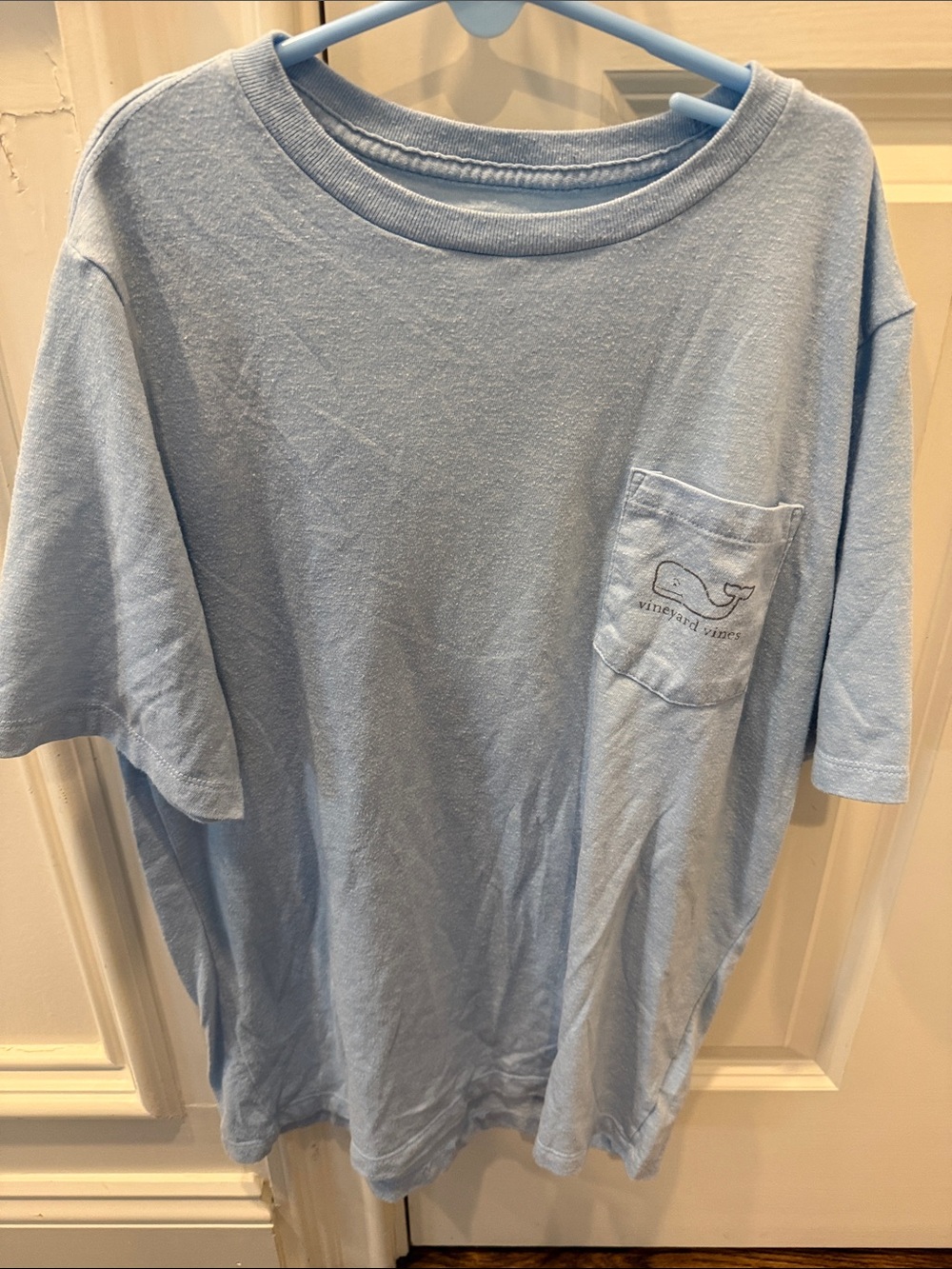 Vineyard Vines boys size L (16) Light Blue Pocket Tee with Whale Logo